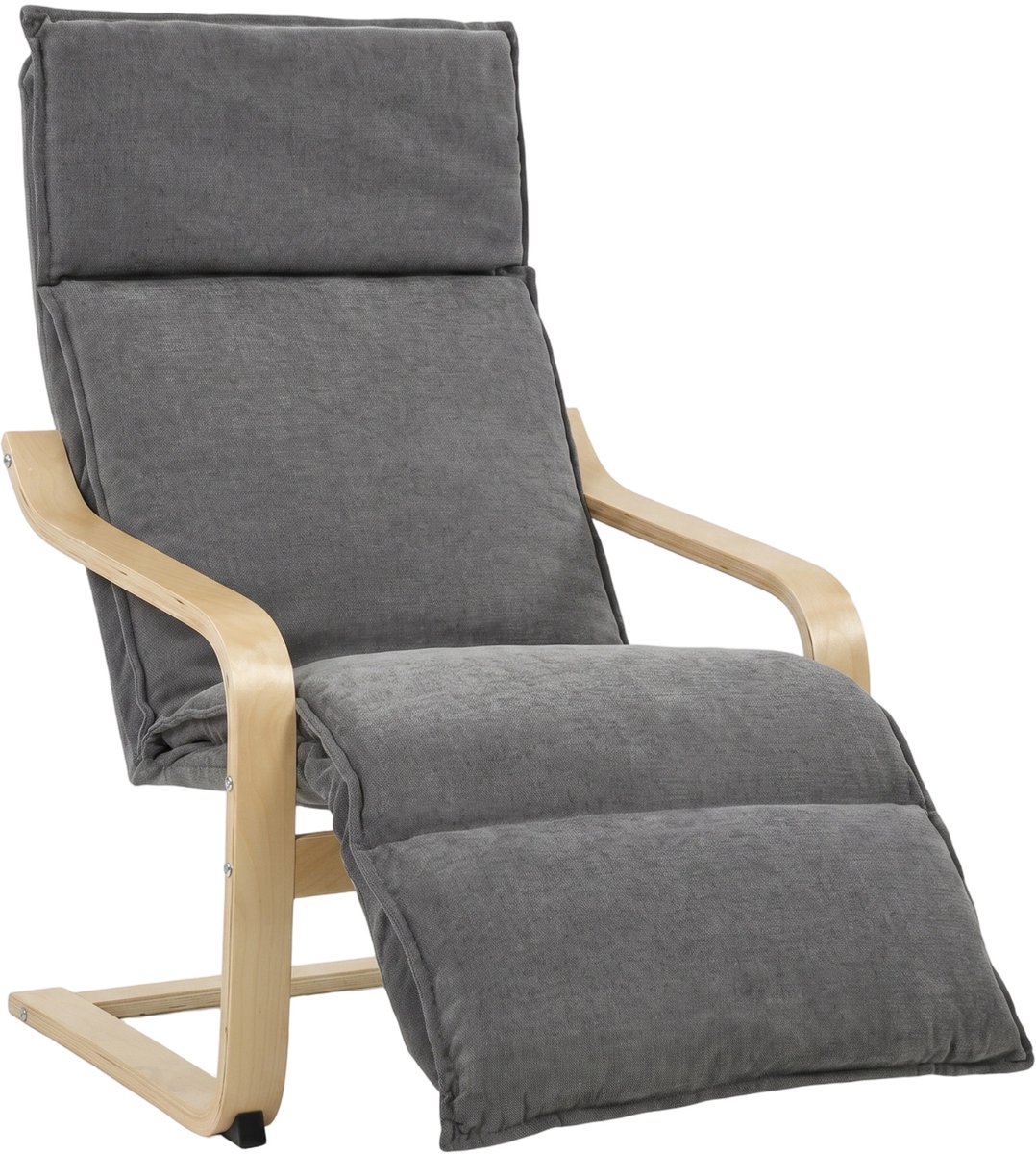 Homona Relaxfauteuil met voetensteun - Met schommelfunctie - 67 x 90 x 105 cm - Donkergrijs