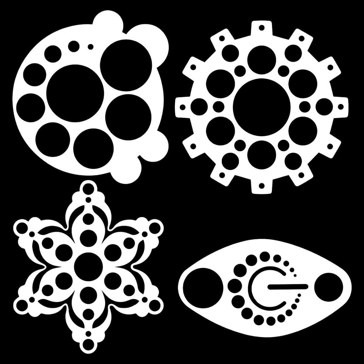 ORIGACH 4 stuks airbrush-cirkelsjablonen, abstracte cirkel, schildersjabloon, herbruikbare kunststof - ShopVlot