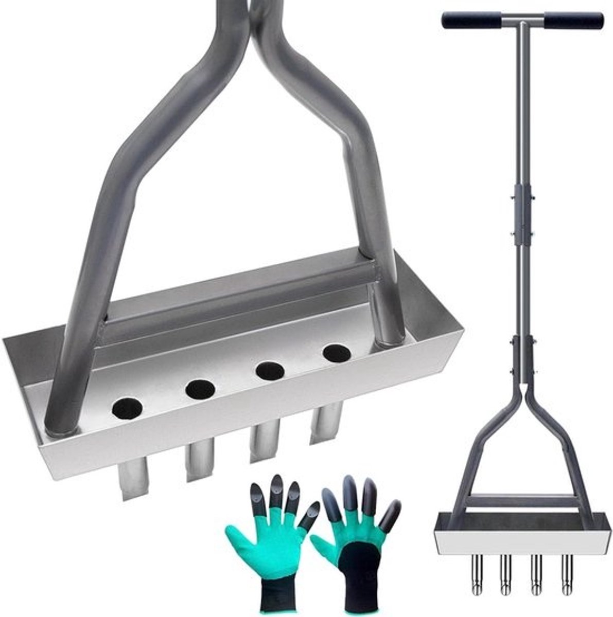 Gazonbeluchter - met tanden - Metalen gazonbeluchter - voor gazononderhoud - Tuingereedschap - voor het losmaken van de grond - Verbetering van de bodemstructuur