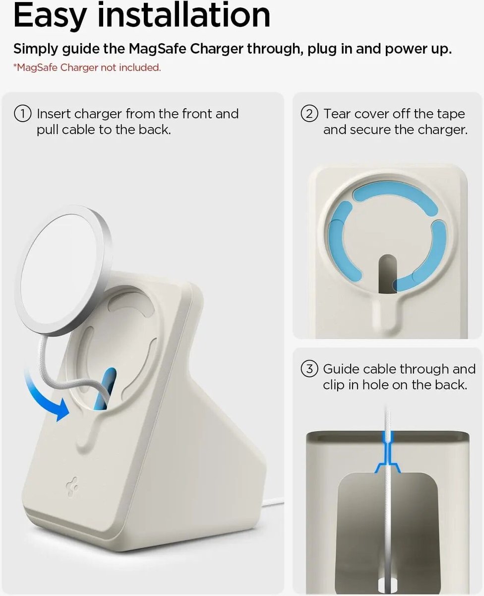 Spigen Oplaadstandaard voor MagSafe Oplader | MagSafe Standaardhouder Geschikt voor Bureau & Nachtkastje | Wit — cadeau in Gadgets - foto 8