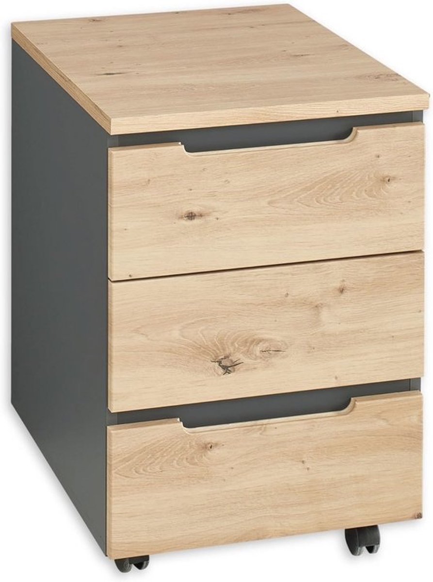 Rolcontainer voor bureau - Artisan eikenlook - Mobiele bureaukast - Met laden - 45 x 66 x 55 cm