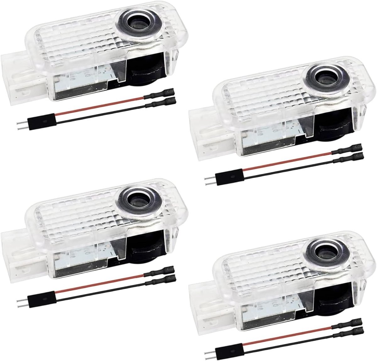4 x nooit vervagende 4K HD autodeurverlichting, welkomstverlichting, deurprojectielichten, compatibel met A1/A3/A4/A5/A6/A7/A8/Q2/Q3/Q5/Q7/Q8/TT/R8, 4 ringen + rode letters