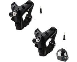 (2 Sets Pack) Motorhelm Camera Kinriem, Motorhelm Chin Mount Houder voor GoPro Hero 11/10/9/8/7/6/5/, Sessie, SJCAM, AKASO, Campark, YI Action Camera Helm Mount Gebogen