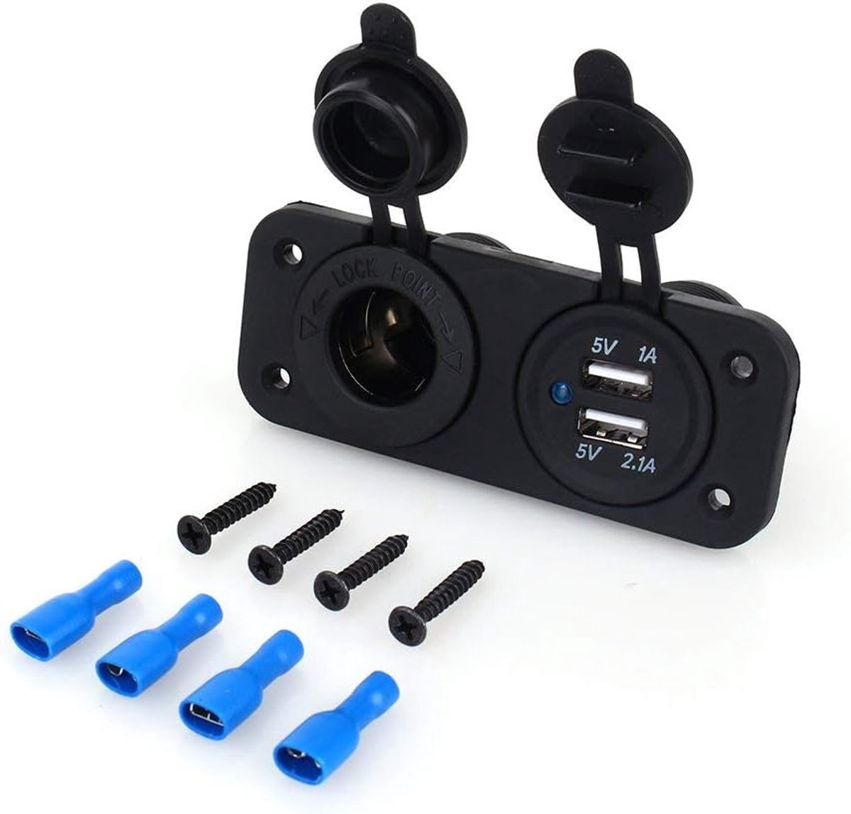 USB Car Socket, 12V 2.0A/1A Autolader met Sigarettenaansteker Multifunctioneel Paneel Sigarettenaansteker Panel, voor Marine Boot Truck Voertuig ATV RV