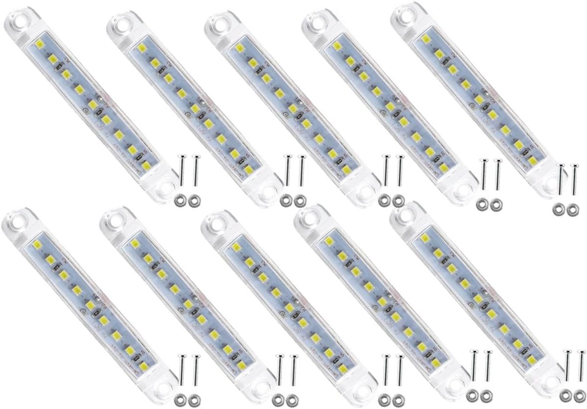 10stks Witte LED zijmarkeringslichten 12-24V geleide waterdichte