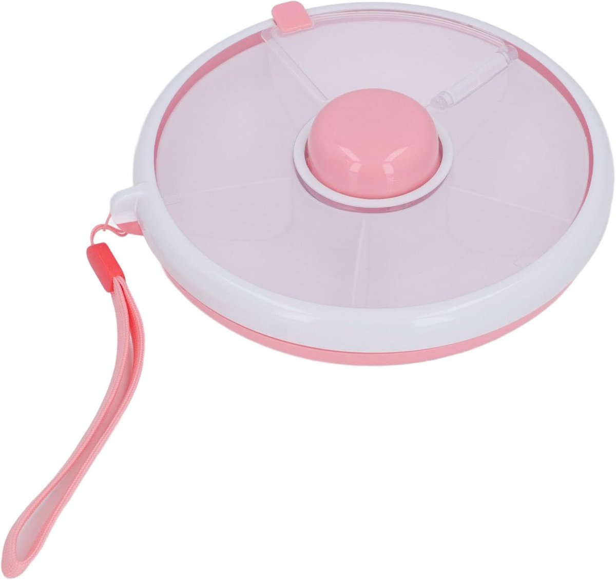 Container, Draaiende Snack Box Charcuterie Container voor Fruit Veggie (PINK)