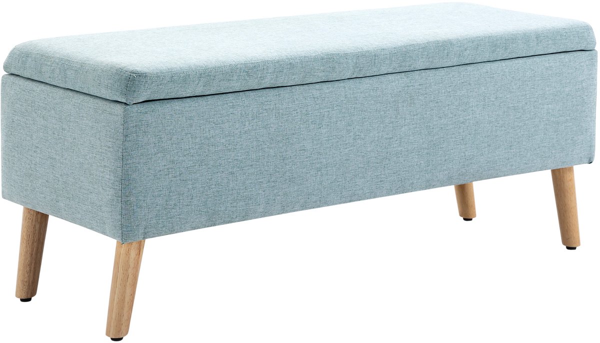 Homona Zitbank met opbergruimte - Gestoffeerd - 110 x 39 x 45 cm - Lichtgroen