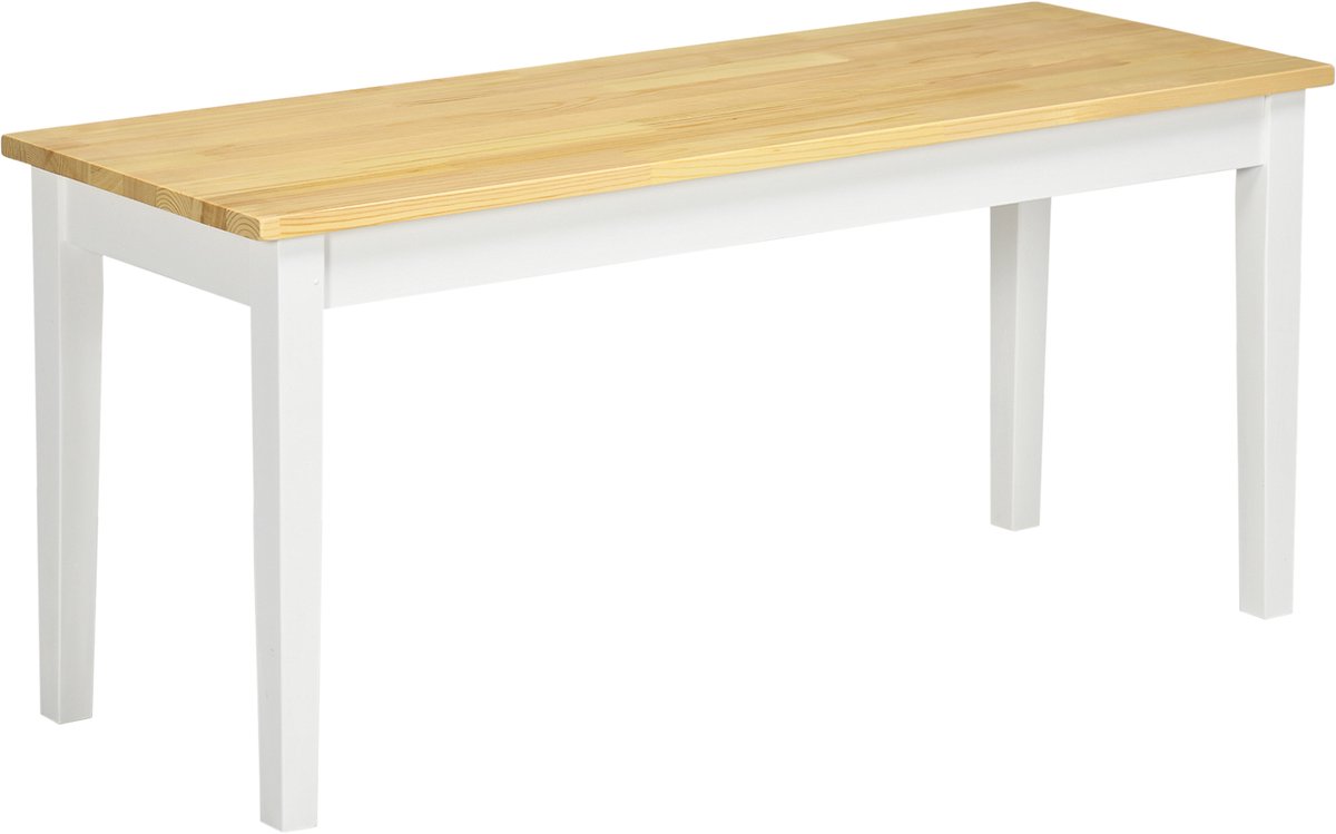 Homona Zitbank - Voor 2 personen - Van massief grenenhout - 102 x 36 x 45 cm - Natuurlijk/Wit