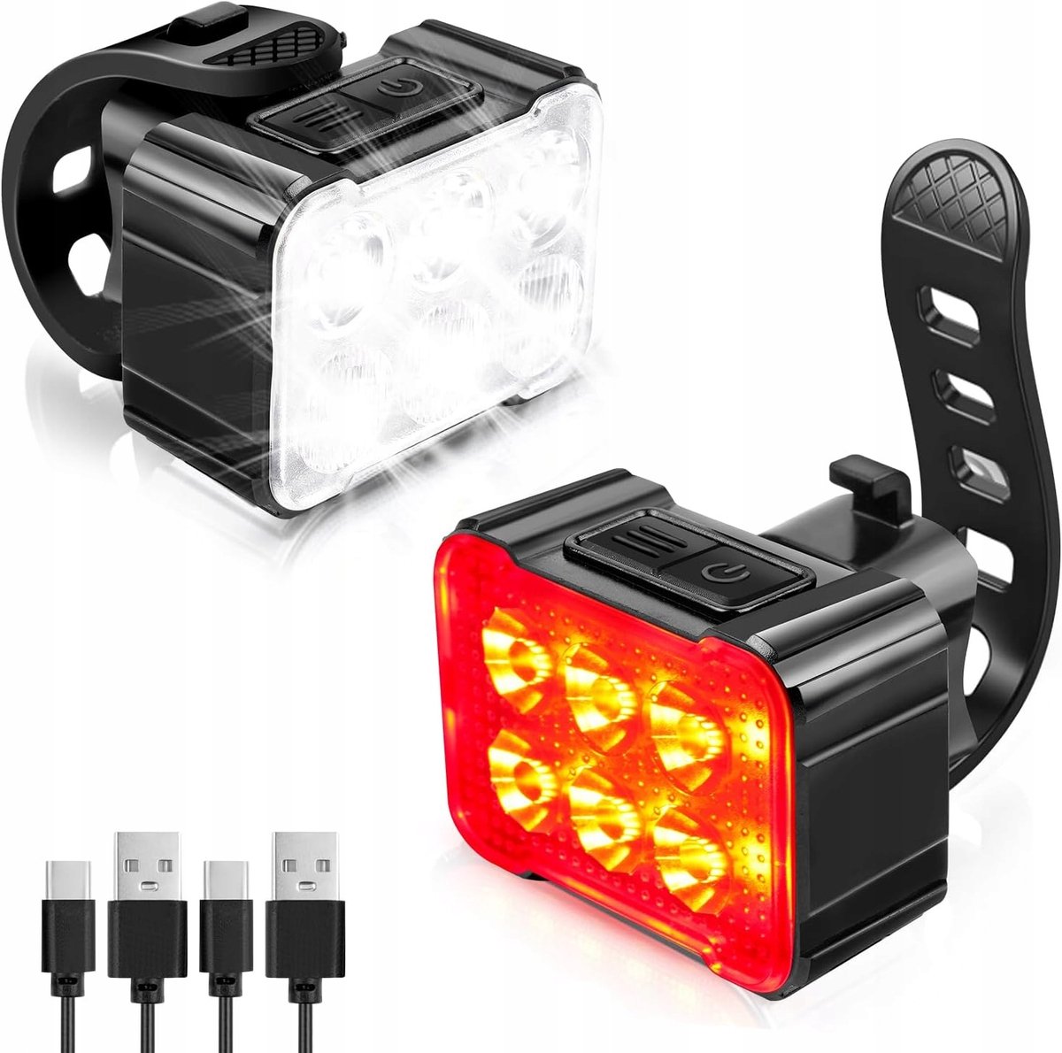 Merkloze LED Fietsverlichting Set - Voor & Achter, Verschillende Modi