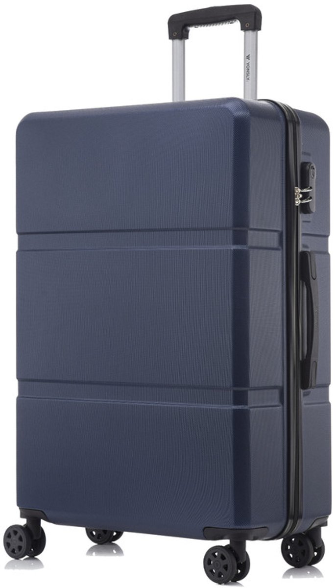 YONSLY Handbagage Koffer - 76 x 49 x 29 cm - 98 L - Cijferslot - 360° Draaibare Wielen - Grote Trolley - Donkerblauw