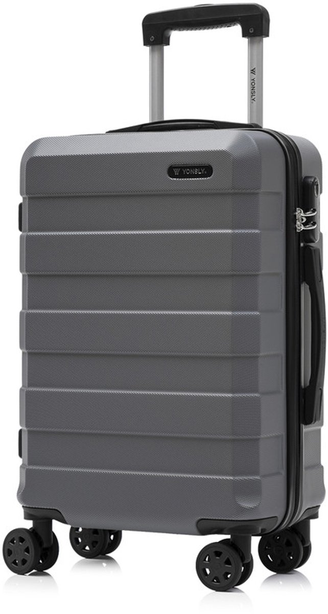 YONSLY Handbagage Koffer - 55cm - 40 L - Cijferslot- 360° Draaibare Wielen - Grijs