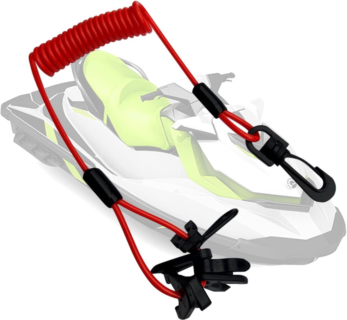 Veiligheidssnoer voor bootmotor - Stopknopschakelaar voor buitenboordmotor, vasthoudkoord met 7 sleutels, duurzame nylon constructie met veilige clip