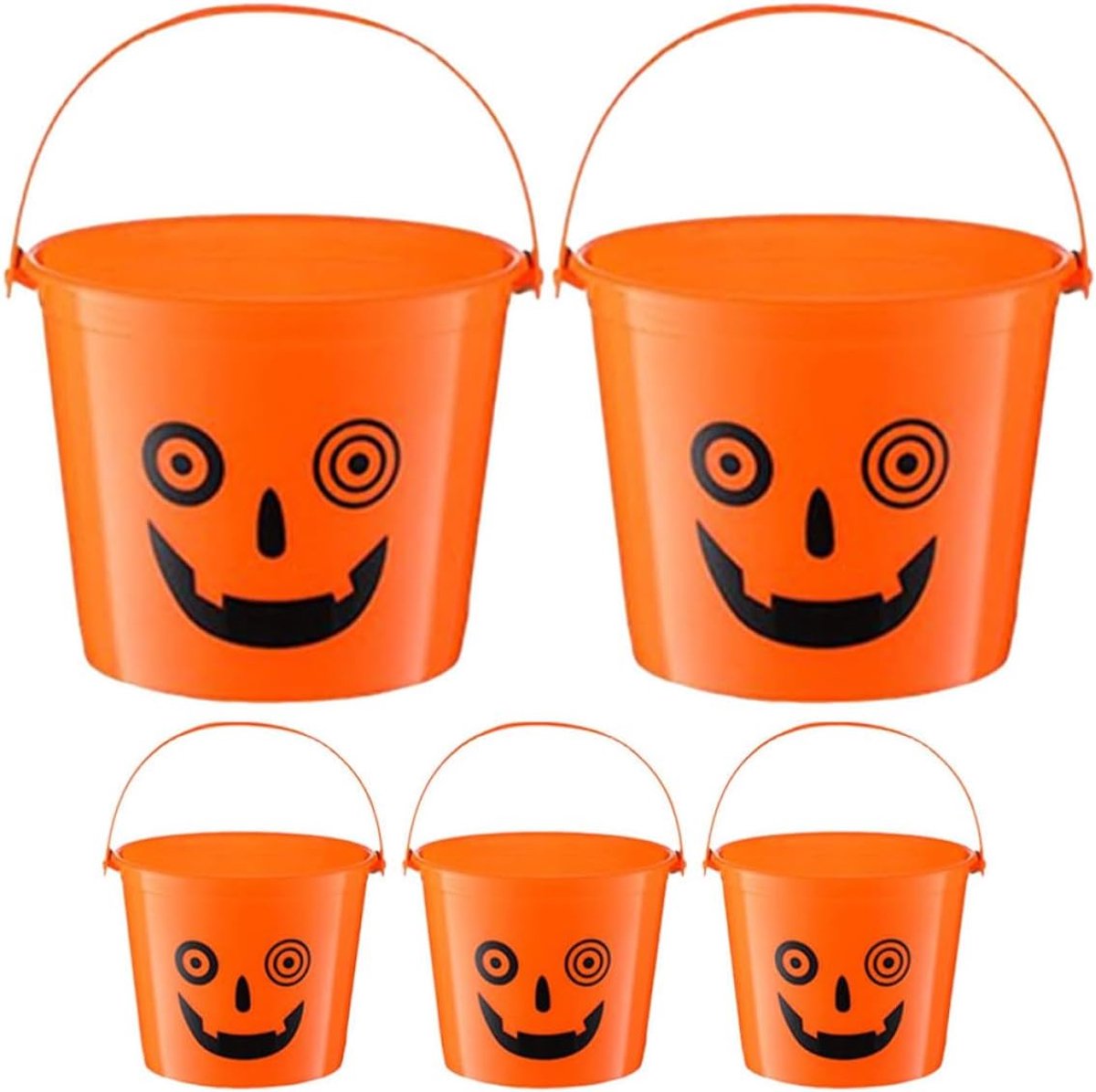 5 Stuks Halloween Pompoen Snuisterhouder Handige Snuisterbukketten met Handvat voor Trick--treat Plastiek Pompoenen voor Feestdecoratie