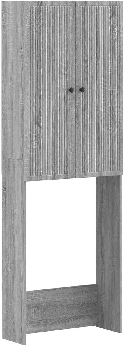 Toiletkast van hout Sonoma-grijs 66 x 25,5 x 190 cm met deuren