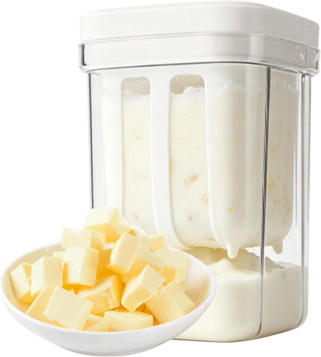Yoghurtpers met fijnmazig herbruikbaar filter