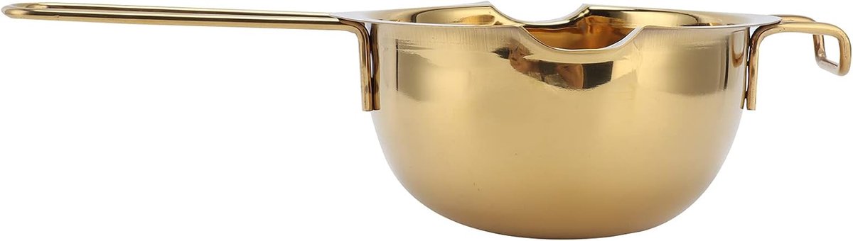 Lyrlody Roestvrijstalen Smeltkom, 400 Ml Botersmeltpot met Schenktuit en Lange Holle Handgreep, Hangend Oorontwerp voor Het Smelten van Kaas, Chocoladekaramel in de Keuken Thuis (GOLD)