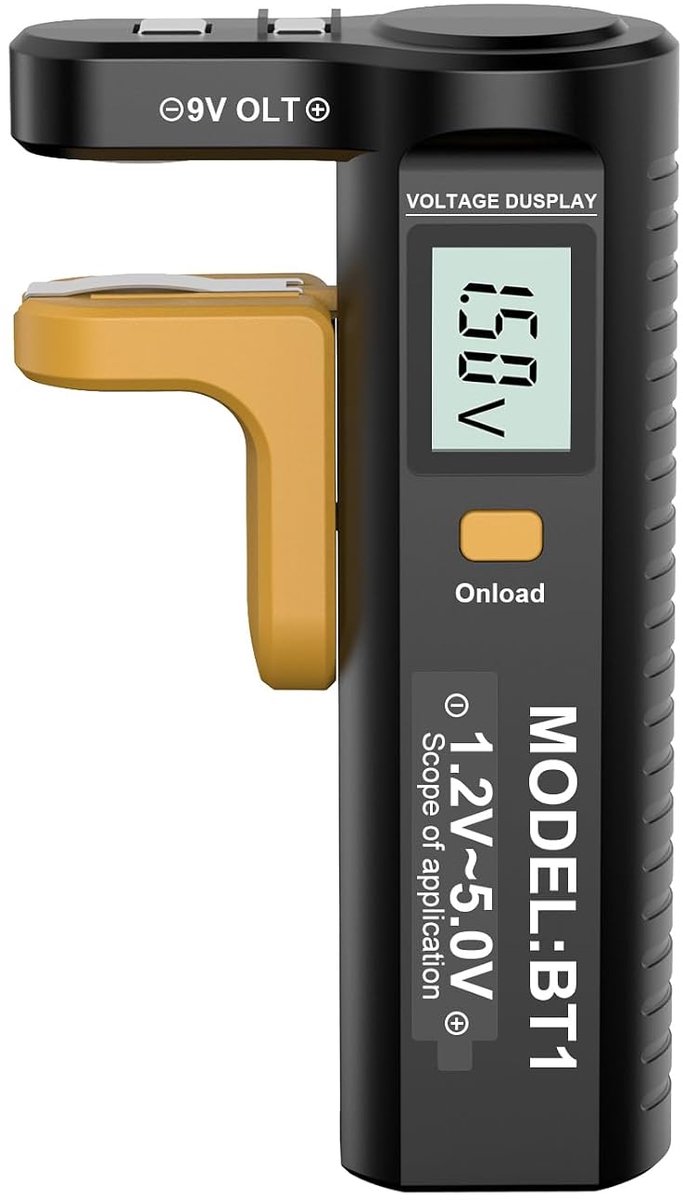 Batterij tester digitaal LCD voor 1,0 tot 9 V, compact 116 x 66 mm, belastingtestfunctie