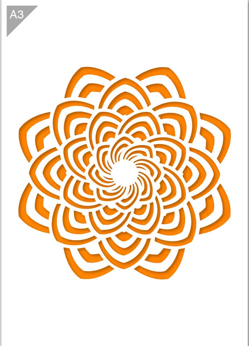 QBIX Mandala Sjabloon A3 Formaat Kunststof - Uitsnede diameter 25cm