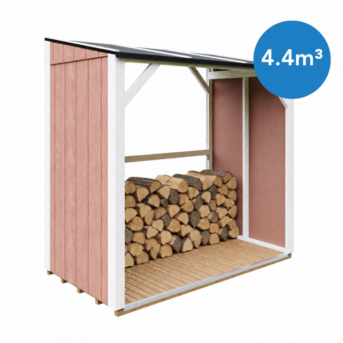 Timbela M984-REDWOOD RED - LP SmartSide Houtopslag - 2,54 m² - Overkapping voor brandhout met ~4,4 m³ opslagcapaciteit