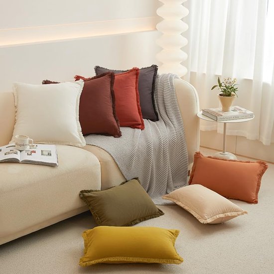 2 stuks effen kleur gewassen katoenen kussensloop klassiek en tijdloos, pure kleur eenvoudige kussensloop, met elk bed is briljant 19,7x19,74 inch (groen — afbeelding 2