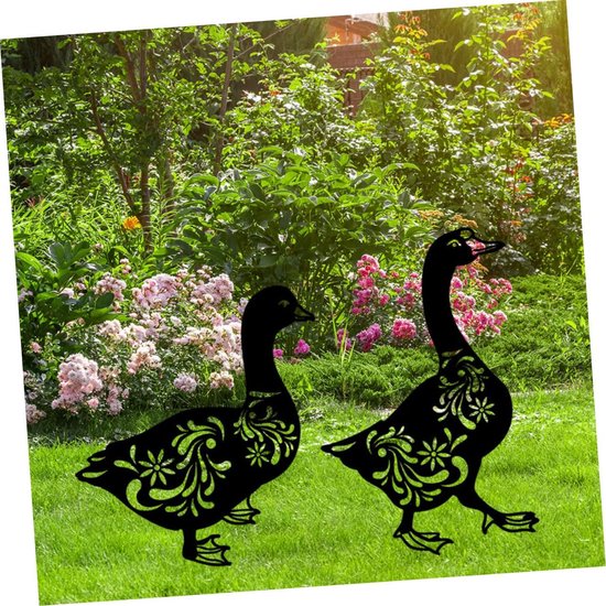 2stuks Ijzeren Eend Tuinsignaal Decoratieve Tuin Eend Stake Duurzame Tuindecoratie Voor Buiten Voor Feestelijke Versiering Tuinpaden — afbeelding 2