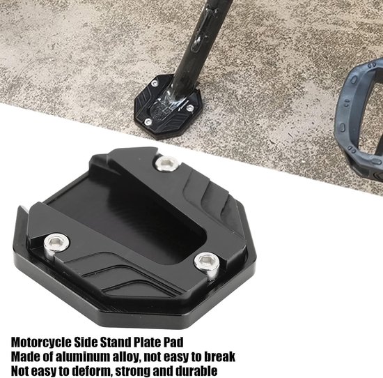 Zijstandaard Uitbreidingsplaat voor Motorfietsen, Aluminium Steunpad, Zwart, Hoogwaardige Accessoire voor Stabiliteit en Veiligheid — afbeelding 4