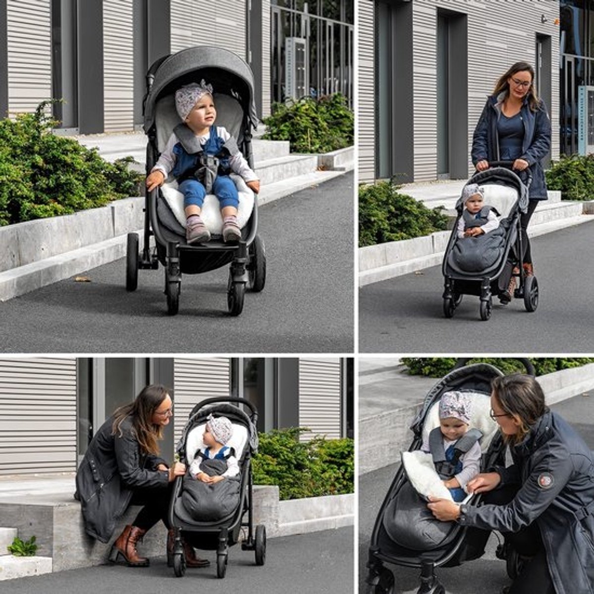 SnelShoppen - Zamboo universele voetenzak - Voor kinderwagen en babyzitje - Wintervoetenzak 2-in-1 van fleece met tas, grijs voor kinderen, ideaal voor K