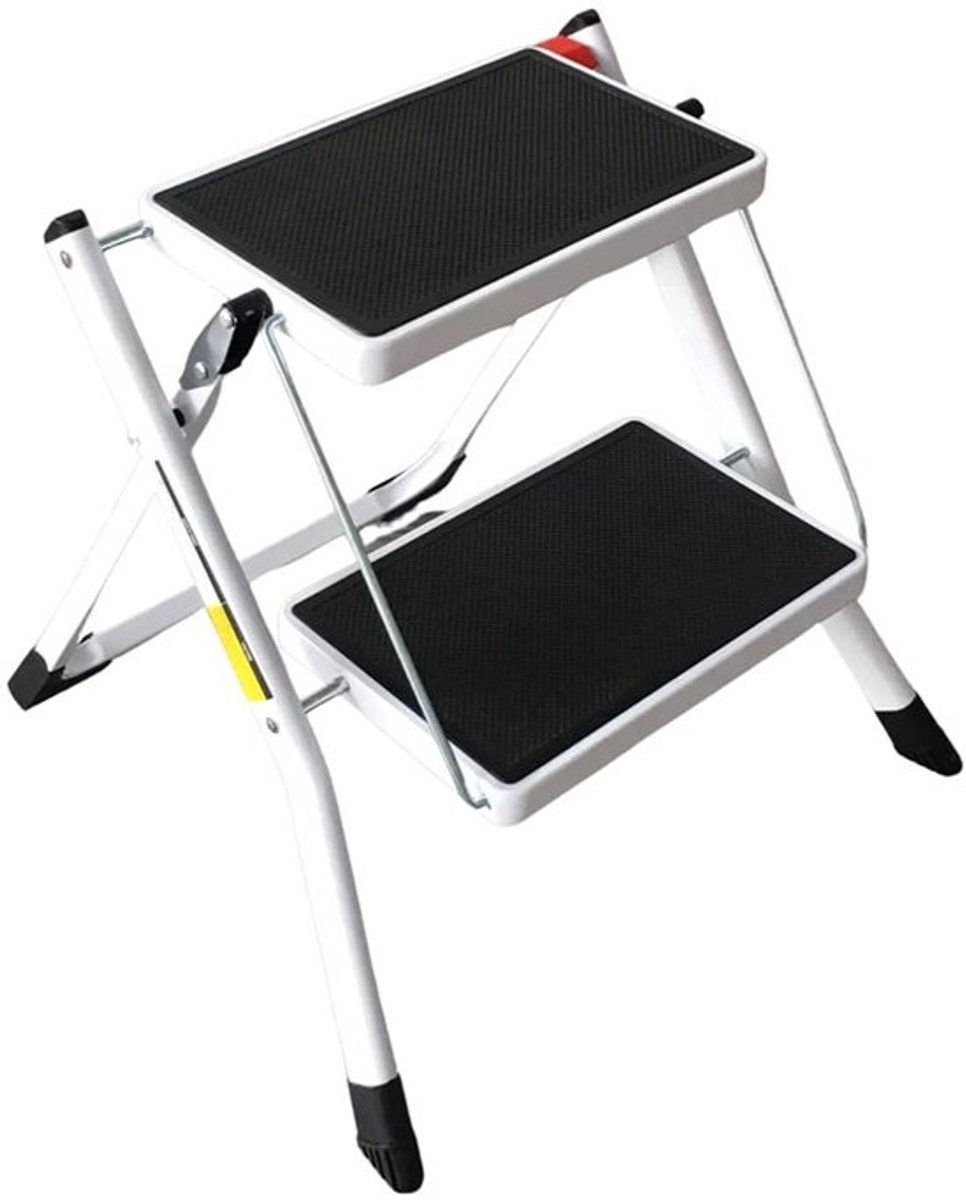 Compacte 2-staps ladder met antislip en 150KG capaciteit voor thuisgebruik
