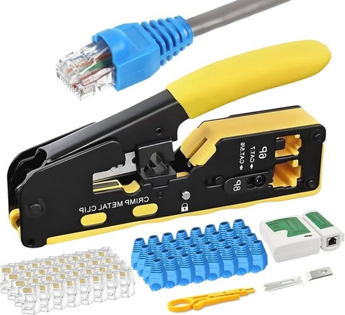 Krimptangset - voor RJ45-netwerkconnectoren - Professioneel netwerkgereedschap