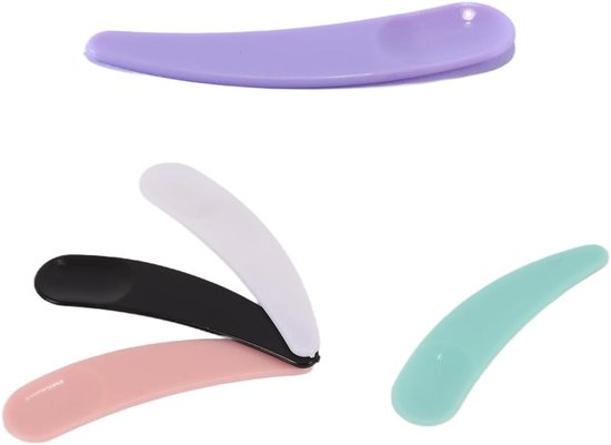 Spatels, mini-crèmelepels, gebogen voor gezicht, lichaam, doe-het-zelf, huidverzorging, make-up, gereedschap, wit, roze, paars, groen, zwart — afbeelding 4