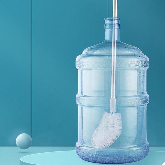 Flessenborstel, 70 cm roestvrij stalen handvat, buigbare kop wateremmer reinigingsborstel voor huishouden en kantoor, roze — afbeelding 5