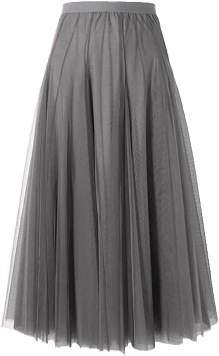 Maxi-tule rok voor dames, A-lijn, midi-rok, onderrok, gelaagde rok, plooirok, dames, tule rok met hoge taille, podiumjurk, mesh, tutu, rok voor bruiloft en feest