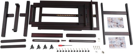 Schildersezel van hout, instelbaar, 140-300 cm, groot, met wielen, horizontaal en verticaal schilderen, voor schilderen, kunstenaars en volwassenen, belastbaar tot 10 kg (donkerbruin) — afbeelding 4