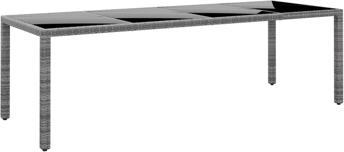 Grijs, 250 x 100 x 75 cm, gehard glas, polyrotan, meubels, tuinmeubelen, tuintafel 310593