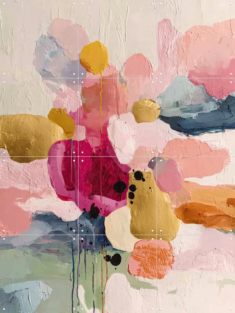 IXXI A Soft Pink Abstract, Branka Kodžoman - 60 x 80 cm - Gratis ophangtool - Grote wanddecoratie en posters - Speels, Kwaststreken, Kleurrijk