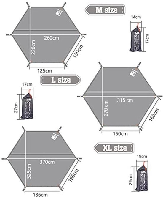 Tarp tent voetafdruk - multifunctioneel waterdicht outdoorgrondzeil - zeshoekige grondbedekkende mat voor tent & luifel - tapijt voor camping, wandelen en picknick — afbeelding 2