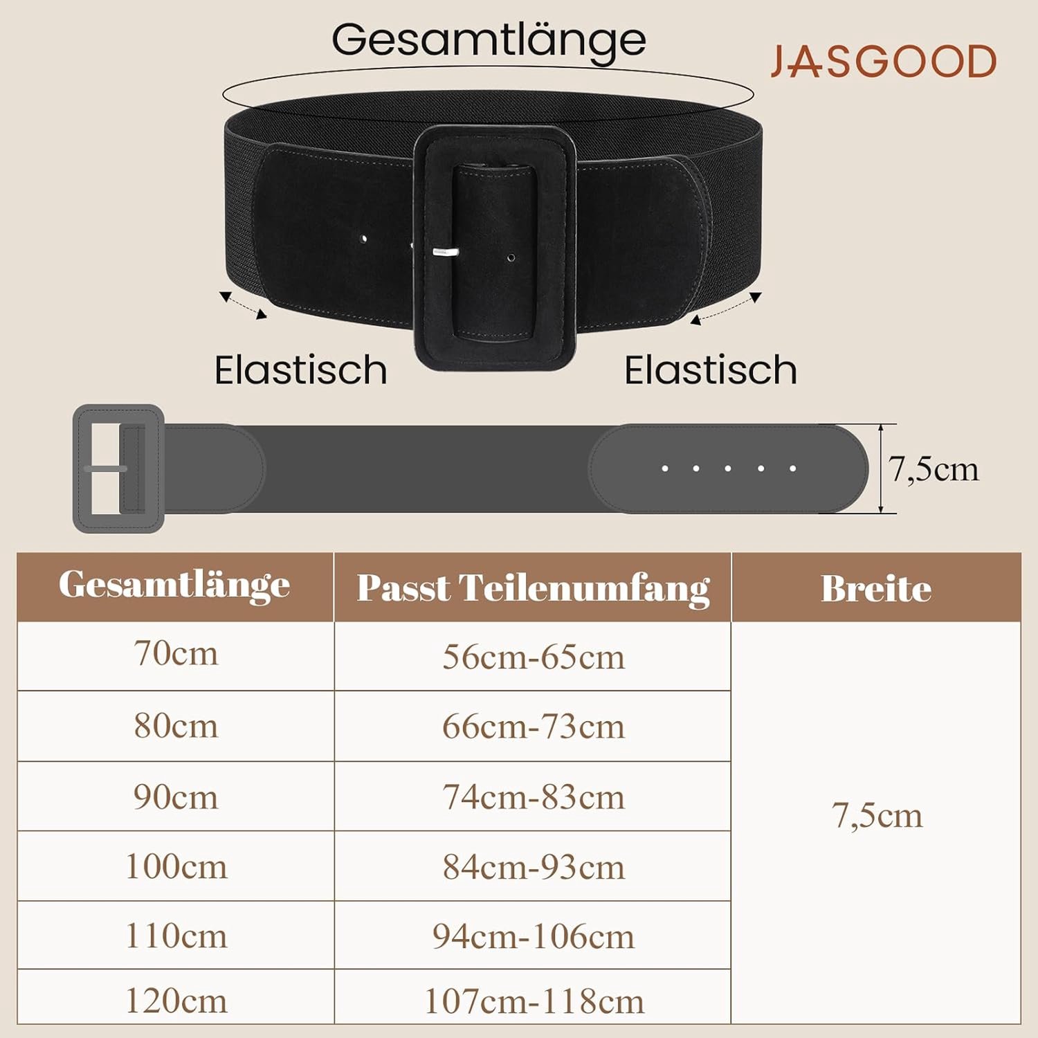 JasGood Women's Wide Belt Vintage Elastic Waist Belt Wide for Dress Coat, Black - ShopVlot