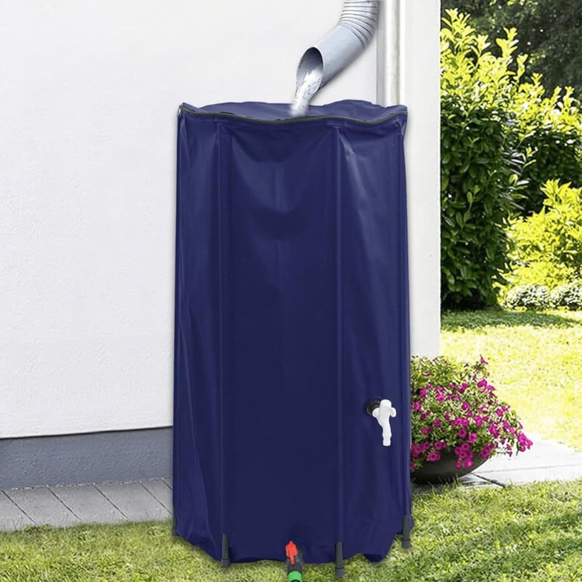 Levo® Waterton - Regenton - Watertank - 100 Liter met Voet - Vulsysteem en Waterkraan - Zwart - 36cm x 36cm x 95cm