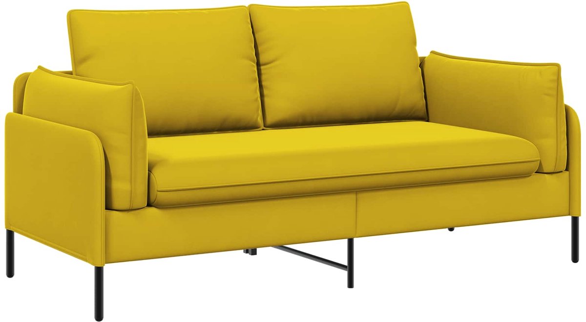 vidaXL 2-Zits - Sofa - 2-zits - Geel - 188 - x - 81 - x - 89 - cm - fluweel