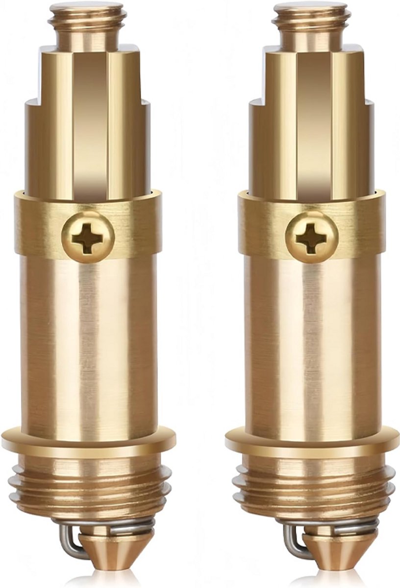 Afvoerplug met veermechanisme voor wastafel - 2 stuks - 28mm - Messing veermechanisme - Drukknop - Afvoerplug met veermechanisme - Vervangingsbout - Geschikt voor de meeste wastafel-, badkuip- en spoelbakafvoeren - Messing veerdrukknop - Messingkleur