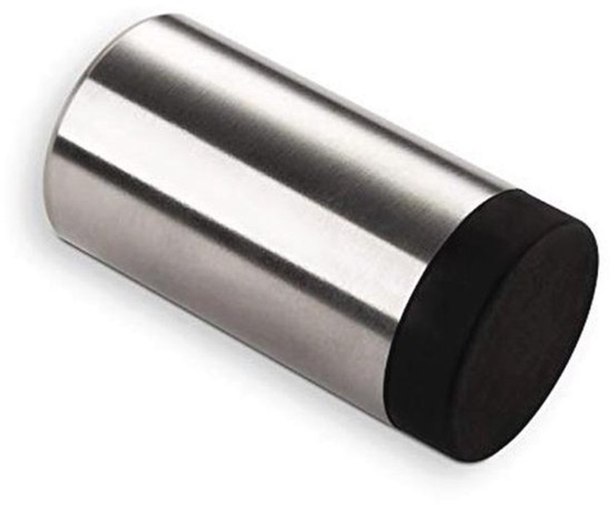RVS deurstopper - muurbevestiging - met rubberen buffer - Ø 30 mm