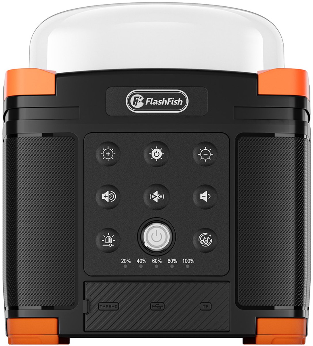 FlashFish FL9-A multifunctioneel energiecentrum, 56Wh / 15600mAh lithiumbatterij, 45W USB-C PD snelladen, dubbele 15W Bluetooth 5.0 speakers, 700LM 3-modi campinglamp, TWS stereogeluid, SOS-noodlicht