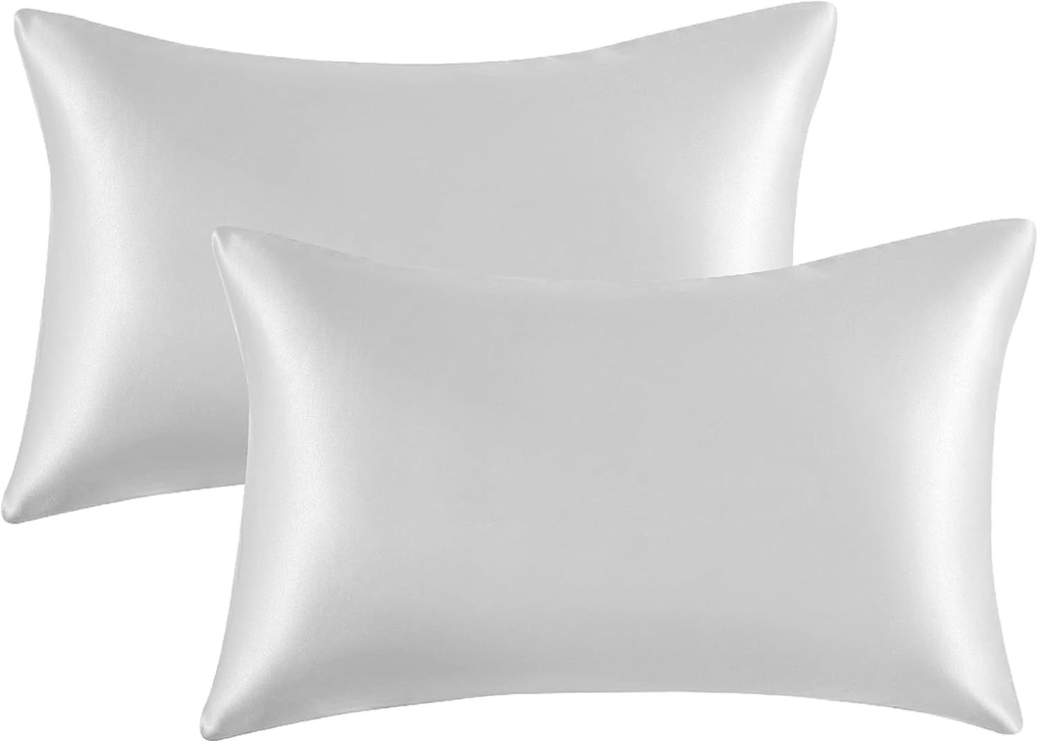 Famanu – Satijnen kussenslopen van 2 stuks - witte zijden kussensloop voor haar en huid - standaardformaat met hypoallergene envelopsluiting - 50 x 75 cm