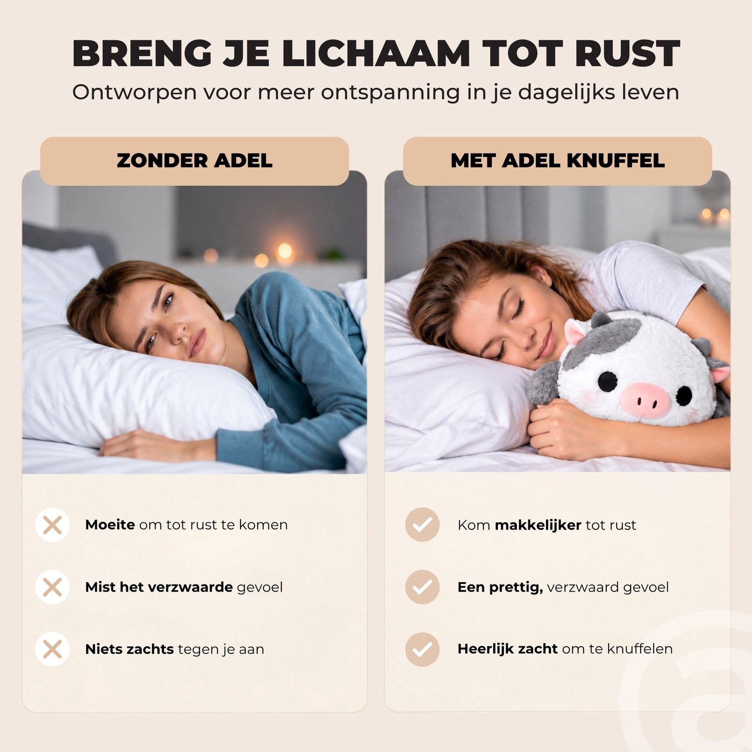 ADEL Verzwaringsknuffel Koe 2 kg – Zachte Verzwaarde Knuffel / Weighted Stuffed Animal – Verzwaringskussen Kind & Volwassenen – Rustgevend Knuffeldier — afbeelding 11