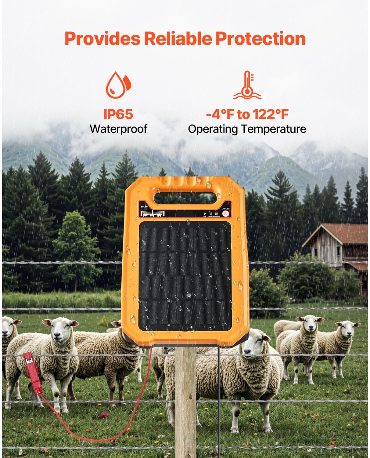 Elektrische afrasteringslader op zonne-energie- 0-3 J 8 kV- bereik van 3 km- weerbestendige elektrische afrasteringsset- 7 dagen gebruiksduur- voor vee- pluimvee en tuinbeveiliging