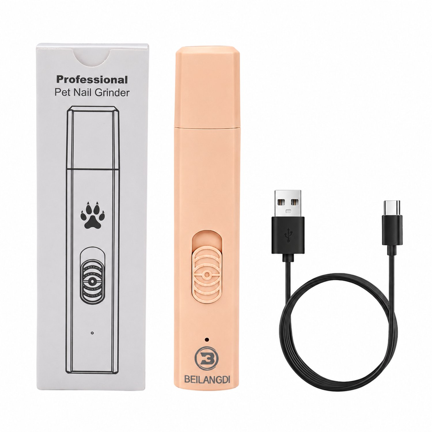 elektrische nagelknipper voor huisdieren - Citroenoranje 8002 - Oplaadbaar met licht - Nagels slijpen bij honden en katten