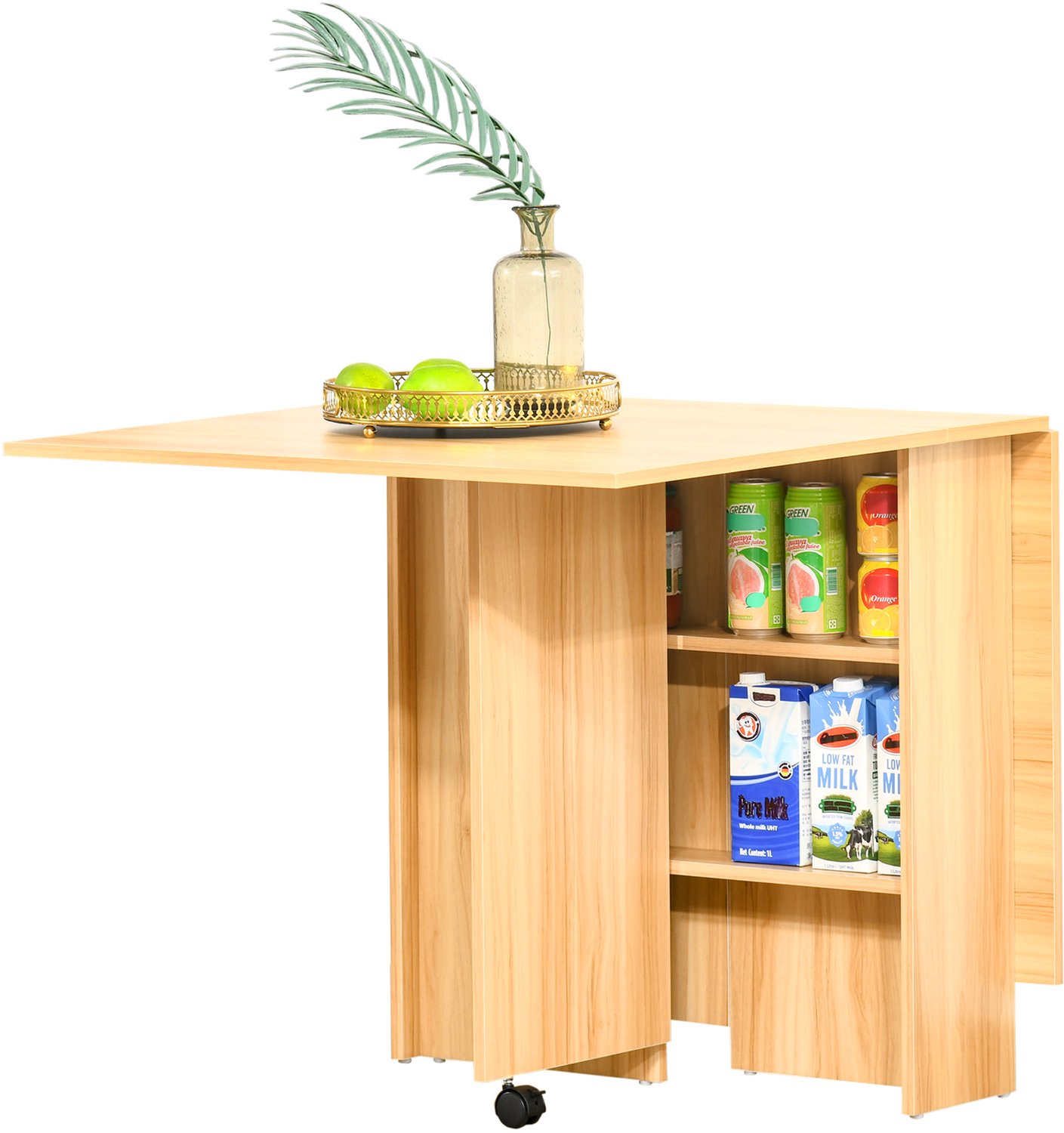 HOMCOM-Opklapbare eettafel - Hout - 140x80x74cm - Natuurlijk hout