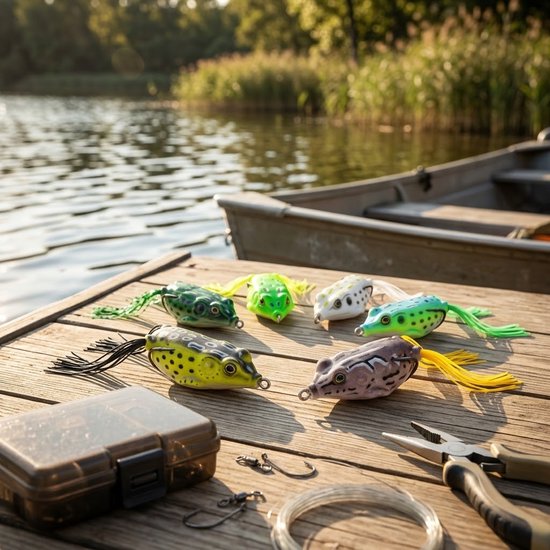 Meerkleurig kikker kunstaas 6 stuks – drijvend soft bait 5,5 cm 11 g met dubbele haak en flexibele staart – kikker aas voor roofvissen zoetwater oppervlakte vissen en hengelsport — afbeelding 2
