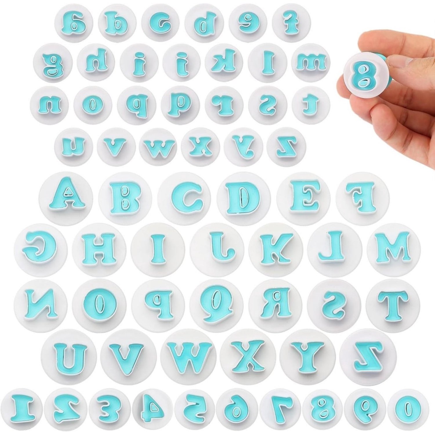 SSTRWGOOD 3 Stuks Uitstekvormen - Fondant Letters Ausstecher - 2.5x3.5cm - Lente-geprint Plastic Bakvormen - Geschikt voor Taartdecoratie en Suikergoed - Compleet Alphabet Set