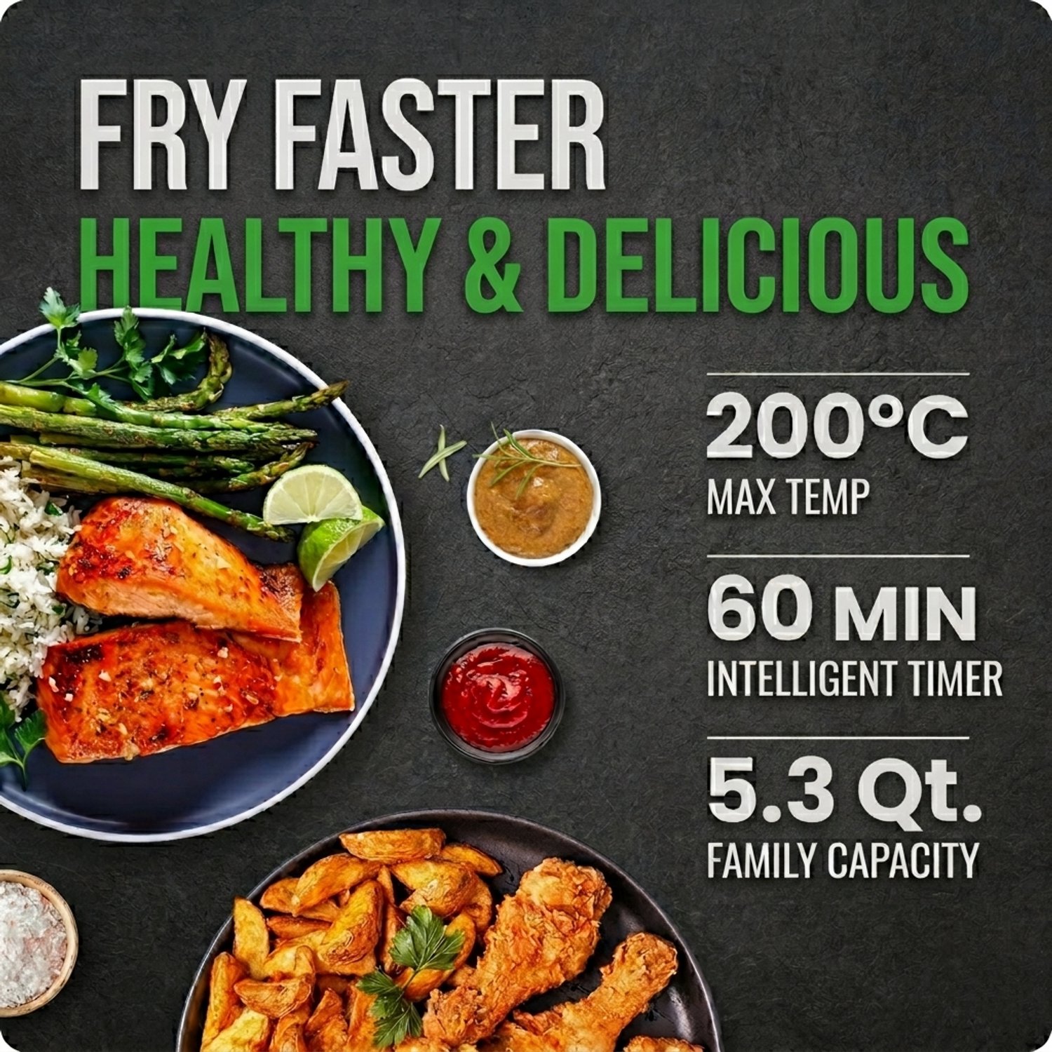 JINGCHU GLOBAL YASHE LQ-2504B Airfryer met Dubbele Lade - afbeelding 2